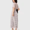 Metallic ruffled midi dress