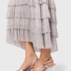 Metallic ruffled midi dress