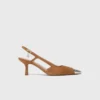 Metallic-toe suede pumps