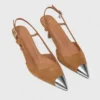 Metallic-toe suede pumps