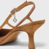 Metallic-toe suede pumps