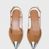 Metallic-toe suede pumps