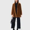 Mid-length faux fur coat