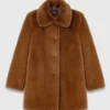 Mid-length faux fur coat
