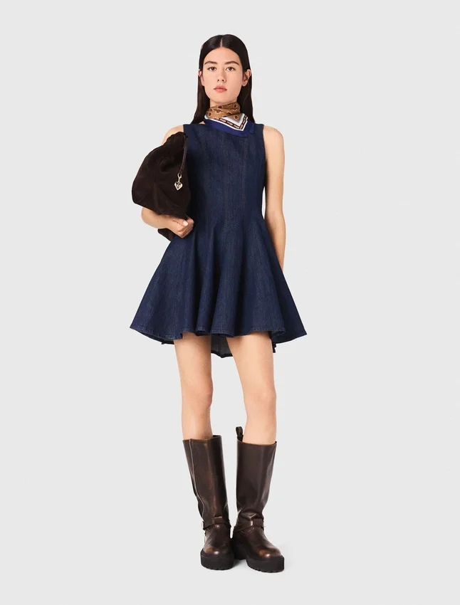Mini denim dress with ruffles Mini denim dress with ruffles