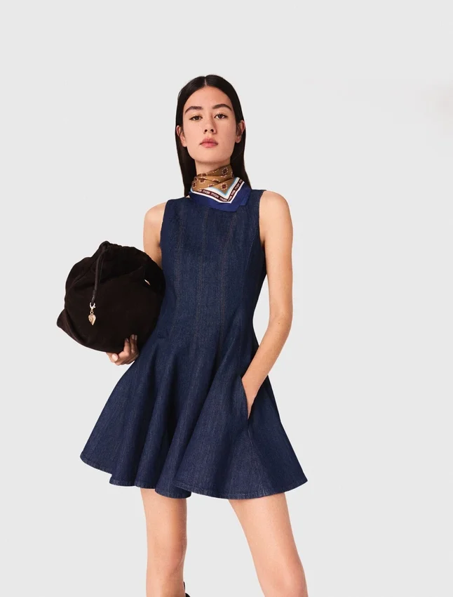 Mini denim dress with ruffles Mini denim dress with ruffles