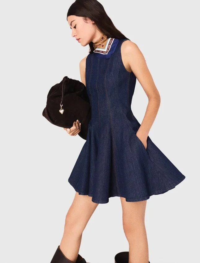 Mini denim dress with ruffles Mini denim dress with ruffles