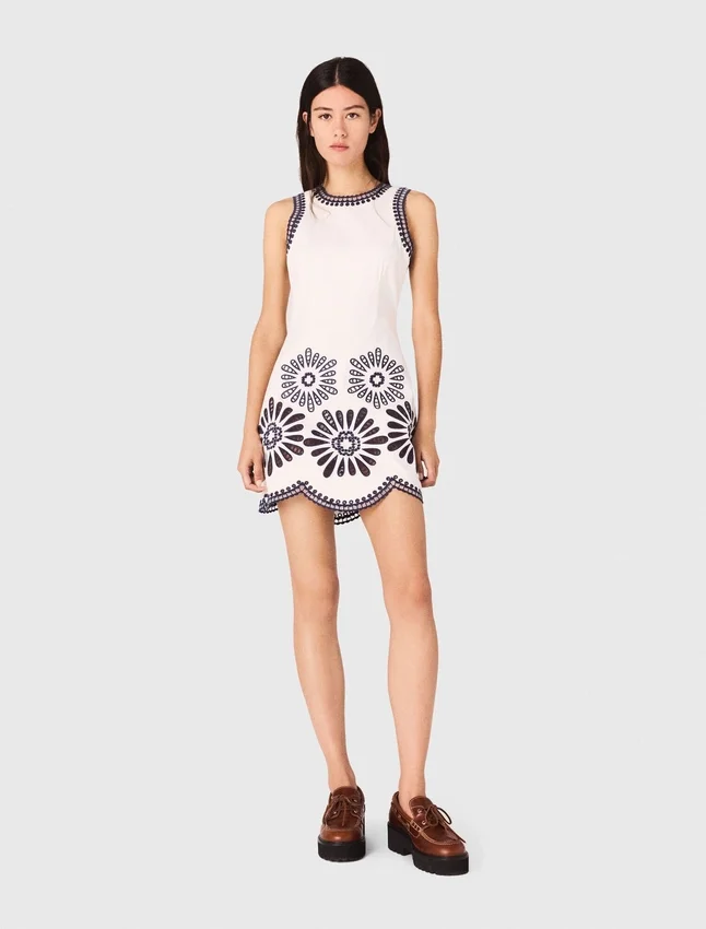 Mini dress with crochet details Mini dress with crochet details