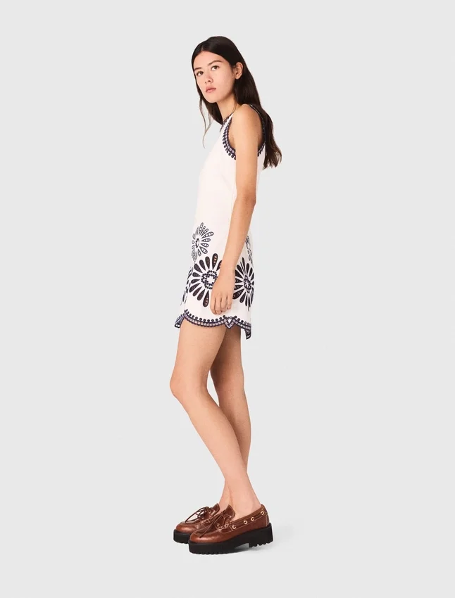 Mini dress with crochet details Mini dress with crochet details
