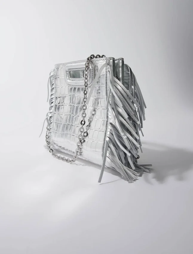 Mini embossed-leather M bag with chain Mini embossed-leather M bag with chain