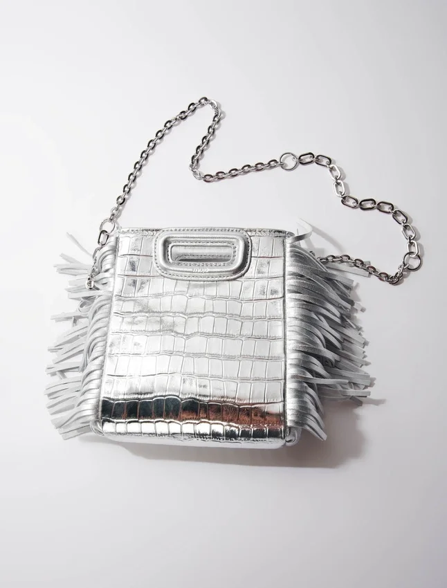 Mini embossed-leather M bag with chain Mini embossed-leather M bag with chain