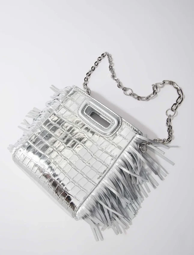 Mini embossed-leather M bag with chain Mini embossed-leather M bag with chain