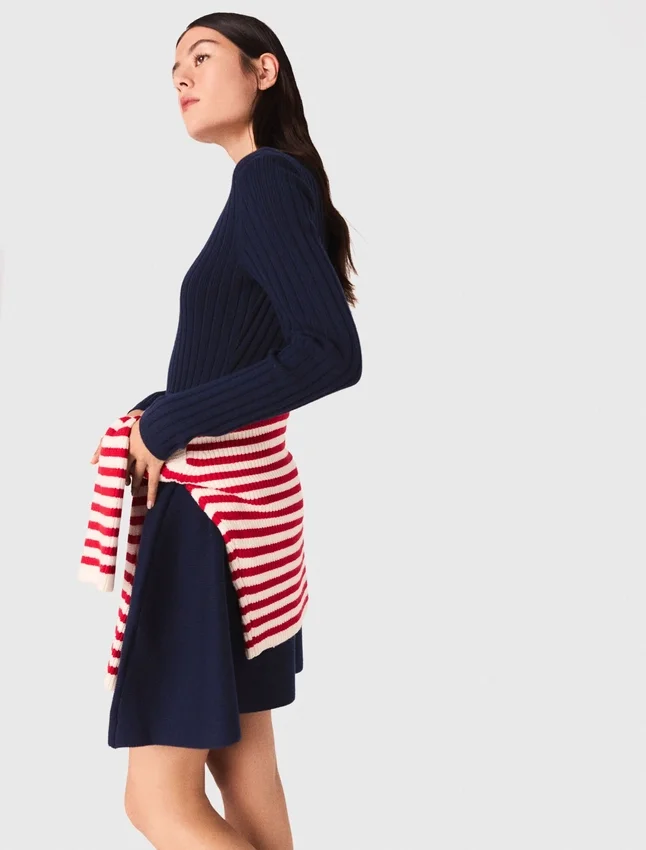 Mini knit dress with flared skirt Mini knit dress with flared skirt