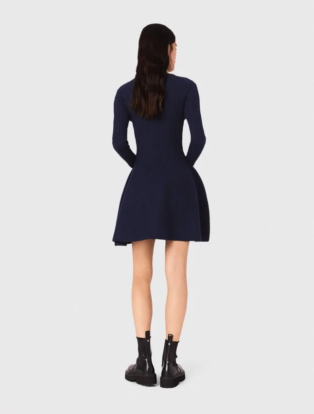 Mini knit dress with flared skirt Mini knit dress with flared skirt