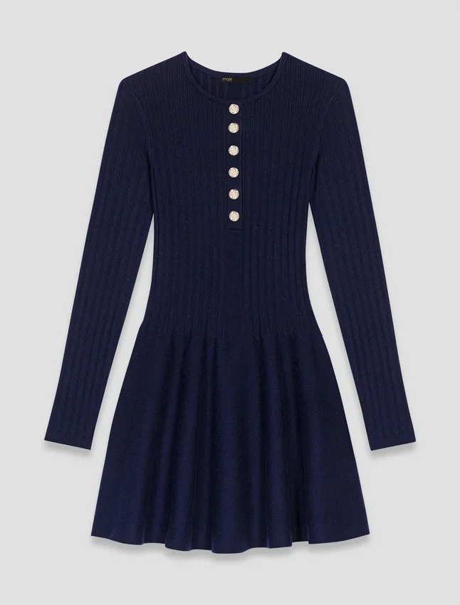 Mini knit dress with flared skirt Mini knit dress with flared skirt