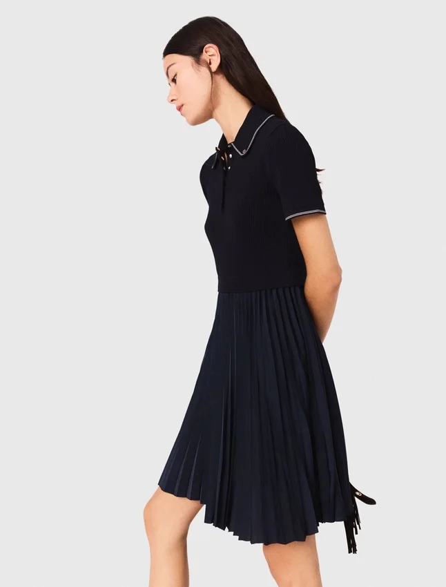 Mini pleated polo collar dress Mini pleated polo collar dress