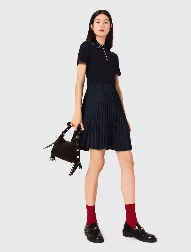 Mini pleated polo collar dress Mini pleated polo collar dress