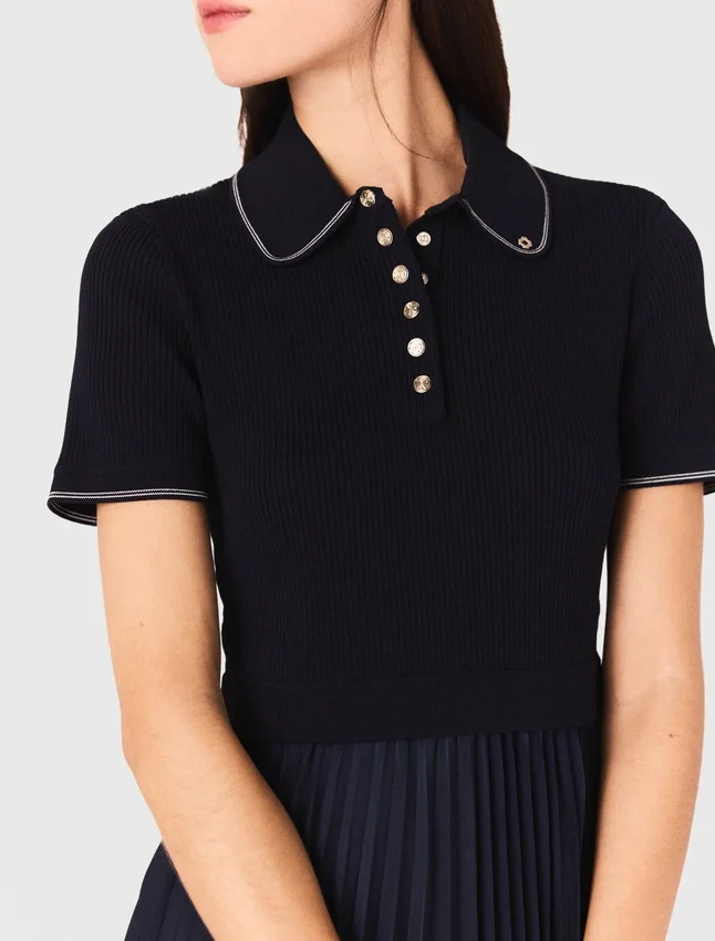 Mini pleated polo collar dress Mini pleated polo collar dress