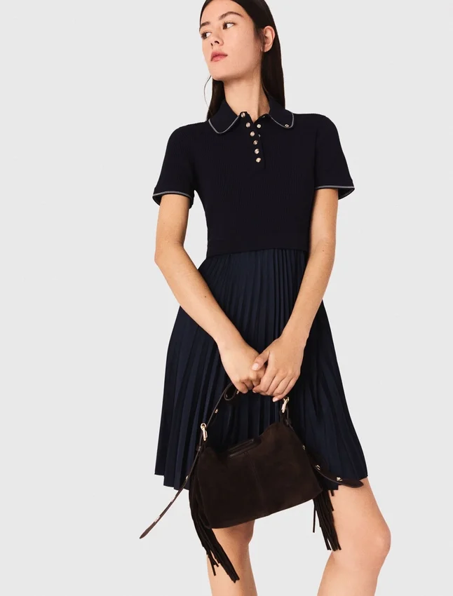 Mini pleated polo collar dress Mini pleated polo collar dress