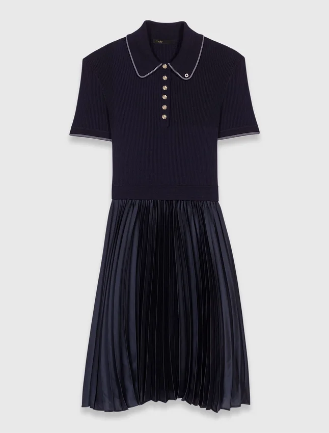 Mini pleated polo collar dress Mini pleated polo collar dress