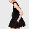 Mini ribbed knit and taffeta dress