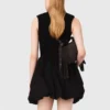 Mini ribbed knit and taffeta dress