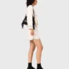 Mini topstitched knit skirt