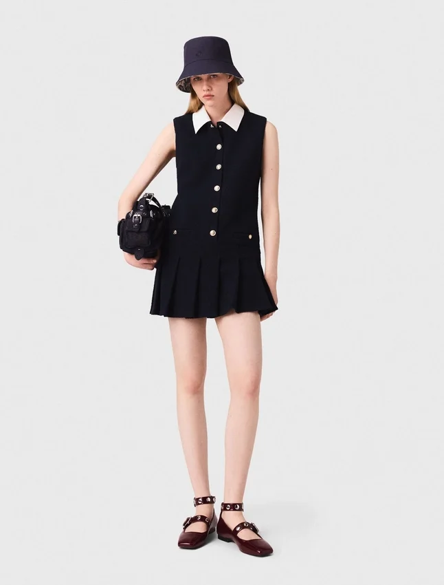 Mini tweed dress with removable collar Mini tweed dress with removable collar