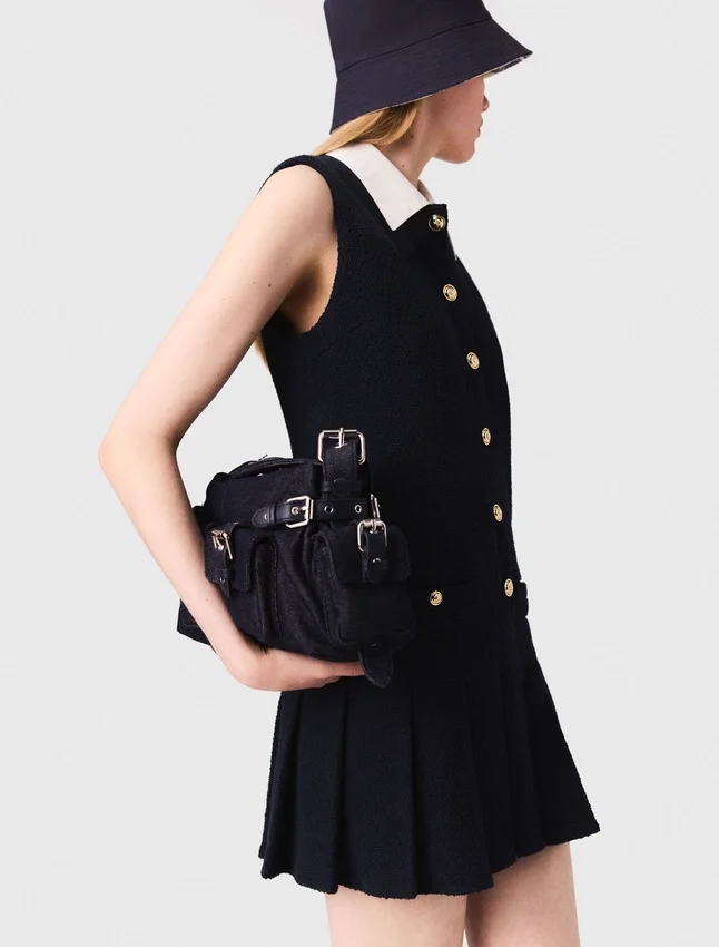 Mini tweed dress with removable collar Mini tweed dress with removable collar