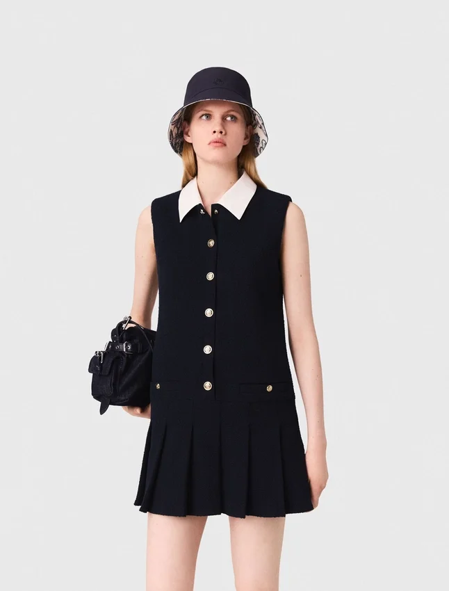 Mini tweed dress with removable collar Mini tweed dress with removable collar
