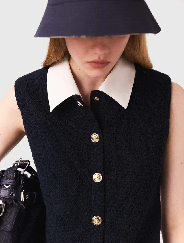 Mini tweed dress with removable collar Mini tweed dress with removable collar