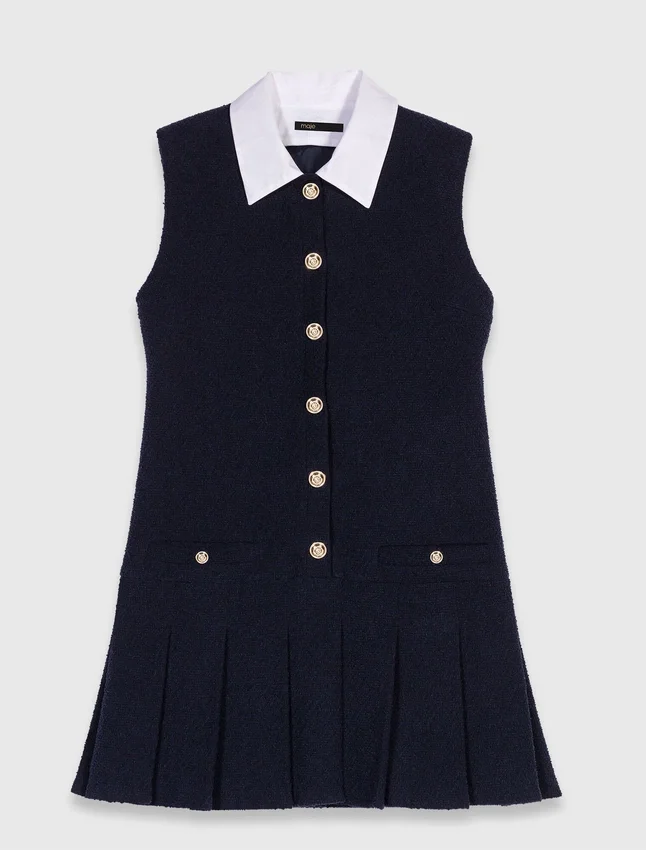 Mini tweed dress with removable collar Mini tweed dress with removable collar