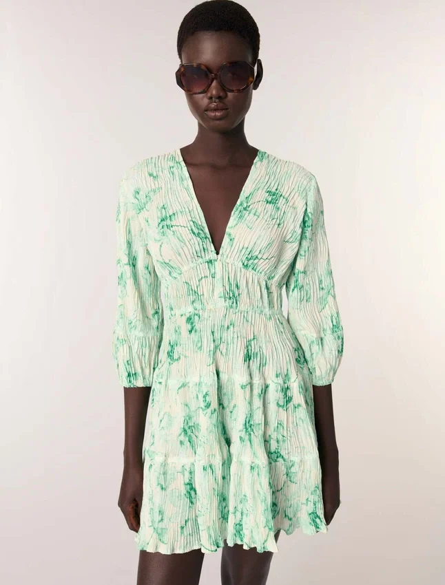 Patterned pleated mini dress Patterned pleated mini dress