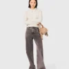 Pearl collar ribbed sweater