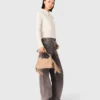 Pearl collar ribbed sweater