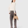 Pearl collar ribbed sweater