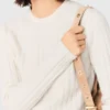 Pearl collar ribbed sweater