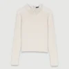 Pearl collar ribbed sweater