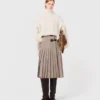 Pleated checked midi skirt