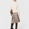 Pleated checked midi skirt