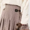 Pleated checked midi skirt