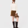 Pleated corduroy mini skirt