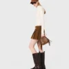 Pleated corduroy mini skirt