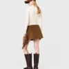 Pleated corduroy mini skirt