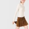 Pleated corduroy mini skirt