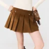 Pleated corduroy mini skirt