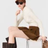 Pleated corduroy mini skirt