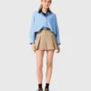 Pleated cotton shorts
