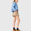 Pleated cotton shorts