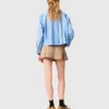 Pleated cotton shorts